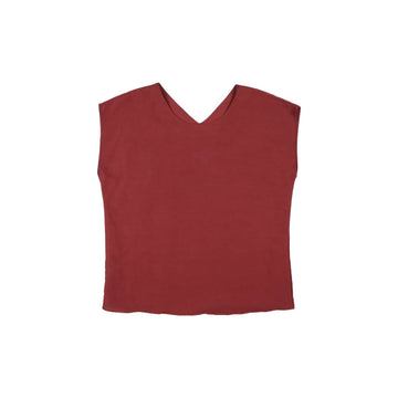 Red sleeveless top on a white background