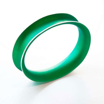 A green stainless steel bangle.