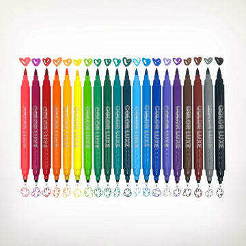 A set of twenty coloured markers in a white box with a large cut out window showing the markers inside. The heading 'Color Luxe' is on the front.