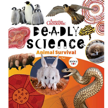 A white and orange cover with images of birds an echidna and indigenous art.