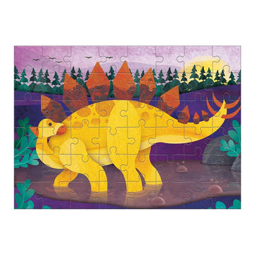A puzzle box with an illustration of a yellow stegosaurus on the front.