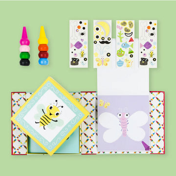 Box titled 'Animals Oodle Doodles' with colorful crayons and a tiger illustration on a light blue background.