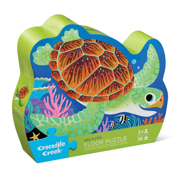 Crocodile Creek sea turtle floor puzzle packaging on a white background