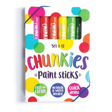 A set of 12 paint sticks in a box with a cut out window and the heading 'Chunkies Paint Sticks'.