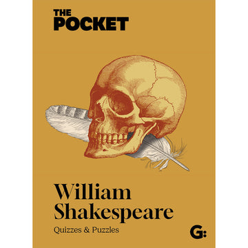 'The Pocket William Shakespeare' book cover featuring an illustration of a skull and feather on a light brown background.