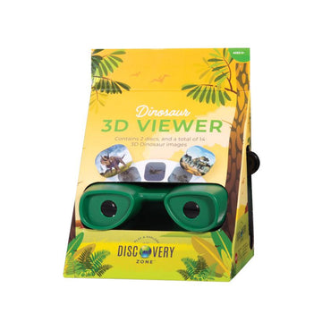 A 3D viewer in a box with illustrations of trees and images of dinosaurs.