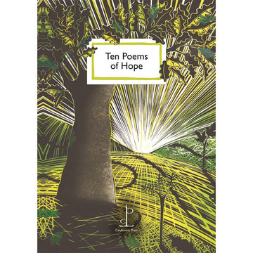 'Ten Poems of Hope' book cover featuring an illustration of a tree with a large ray of light behind it.