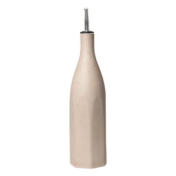 A ceramic bottle designed to hold oil or vinegar. 