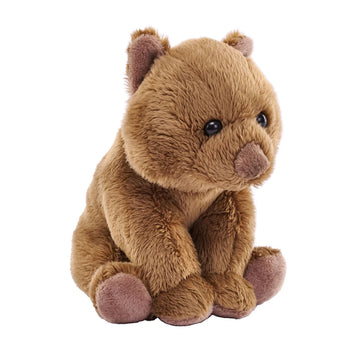 A wombat soft toy in a sitting position.