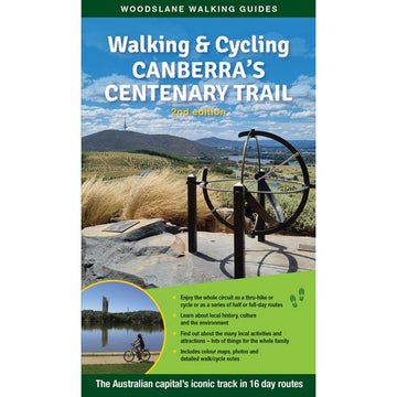 An image of Canberra showing the lake, Black Mountain Tower and a person riding a bike.