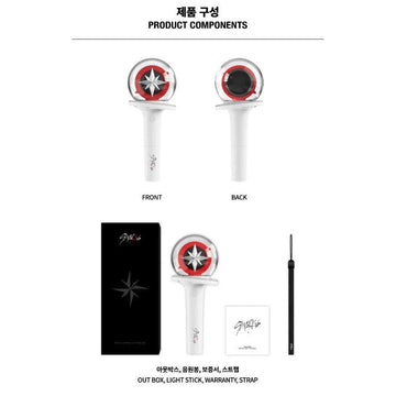 Light stick with red and white design on a black background, featuring 'Stray Kids' branding.