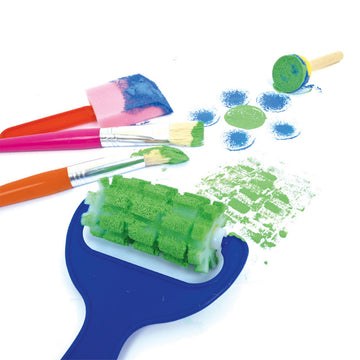 A box titled 'Stuff for Painting' with a photo of the brushes and rollers inside.