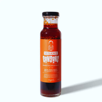 Bottle of Chung Jung Nam Sesame Gochujang sauce on a white background.