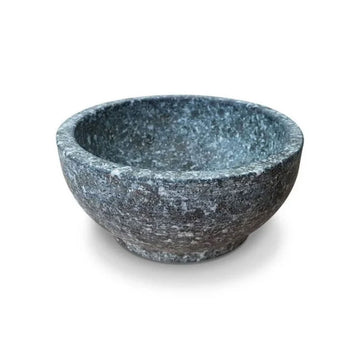 Blue stone bowl on a white background.