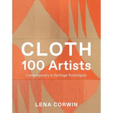 'Cloth 100 Artists' book cover featuring a close up of an orange and brown triangular pattern.