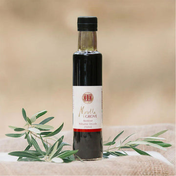 A bottle of beetroot balsamic drizzle.