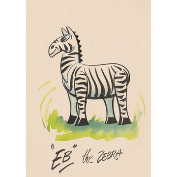 An A4 print with an illustration of a zebra and the heading 'EB the Zebra'.