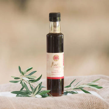 A bottle of cherry balsamic vinegar.