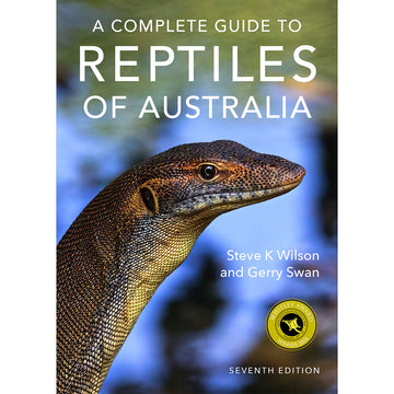 Book cover of 'A Complete Guide to Reptiles of Australia' with a lizard on a blurred natural background.