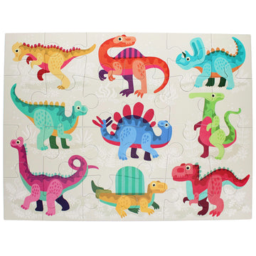 A blue box titled 'Dinosaur Floor Puzzle' with a picture of a completed puzzle illustrated with dinosaurs.