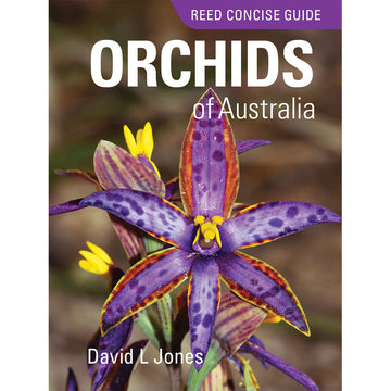 Book cover of 'Orchids of Australia' with a purple orchid on a white background.