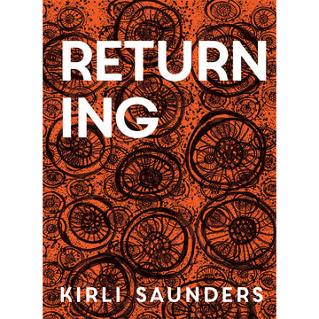 'Returning' book cover featuring a brown backgorund with black circles drawn over the top.