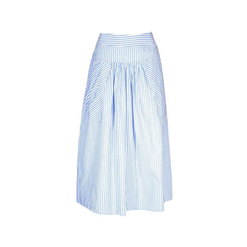 Blue and white striped skirt on a white background.