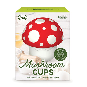 A box titled 'Mushroom Cups' with a picture of a mushroom shaped measuring cup.