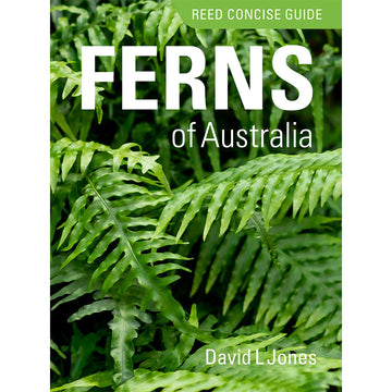 Book cover of 'Ferns of Australia' with green ferns in the background.