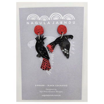 Earrings Dirrarn (Black Cockatoo) Rowena Morgan - Nagula Jarndu