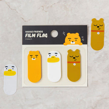 Kakao Friends film flags with cartoon characters on a beige background.
