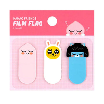 A set of film flags with three different faces.