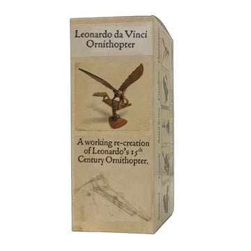 A light brown box with the heading 'Leonardo da Vinci Ornithoper' and a photo of a wooden ornithopter.