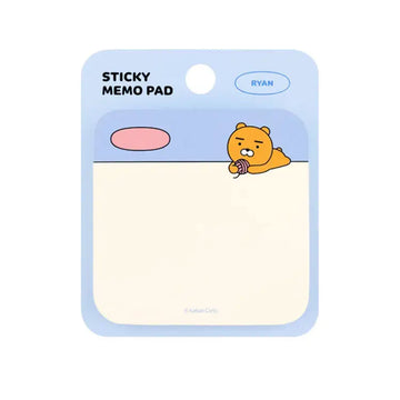 Sticky memo pad with a cartoon bear design on a white background.