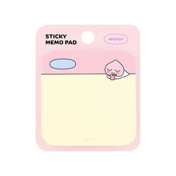 Sticky memo pad with pink packaging featuring a cartoon character on a white background.