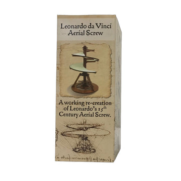 A light brown box with a photo of a wooden aerial screw and the leading 'Leonardo da Vinci Aerial Screw'.