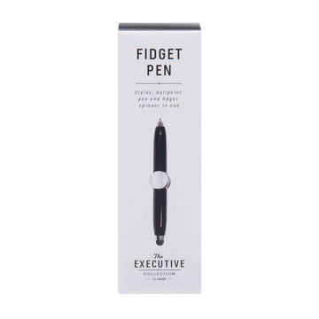 A white box with the heading 'Fidget Pen' with a photo of the black pen inside.