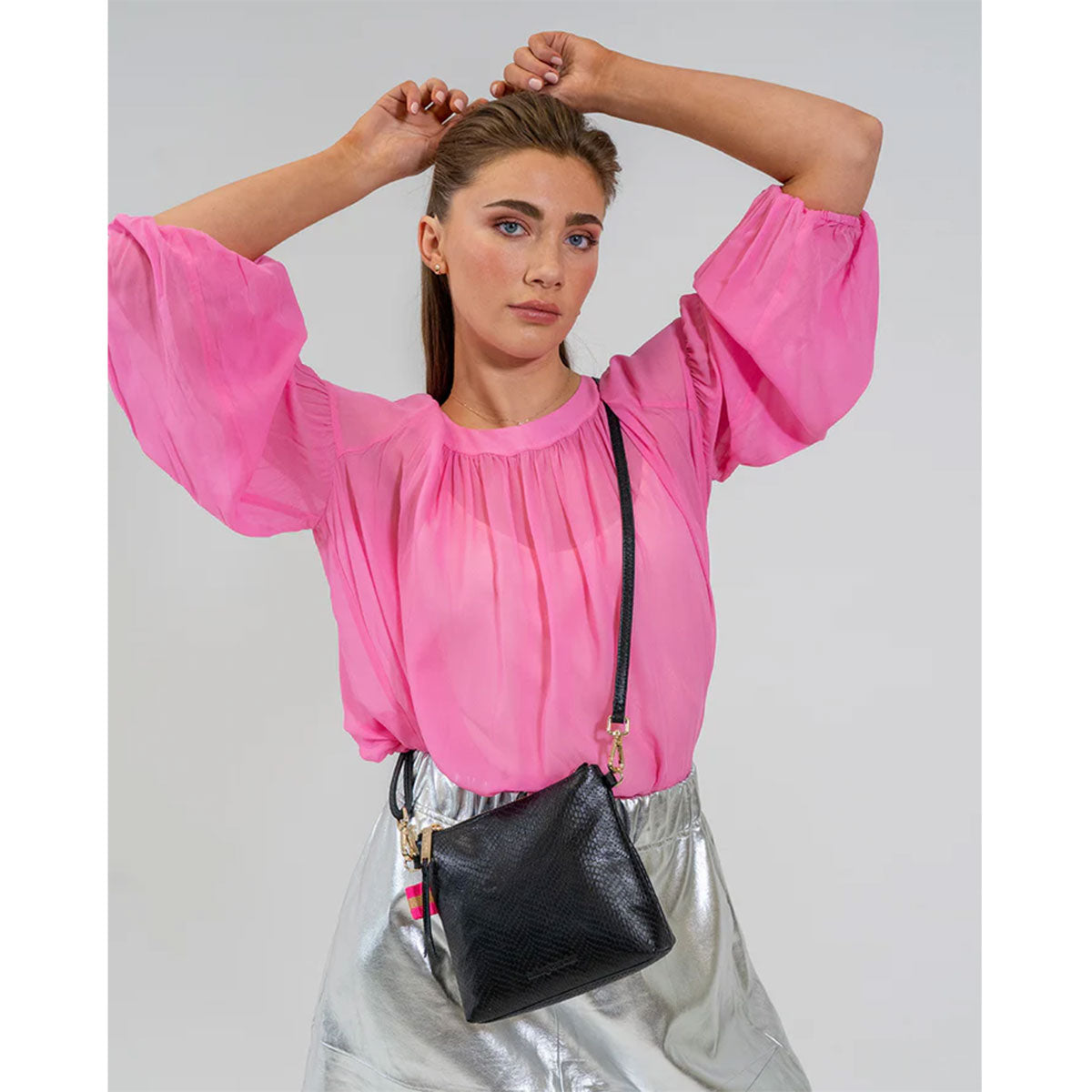 Bridget Blush Belt Bag Handbag Alexis Crossbody Black Snake