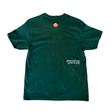 Green t-shirt with a white outline of an eagle on a white background.