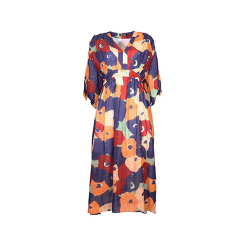 A dress in a colourful floral print.