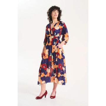 A dress in a colourful floral print.