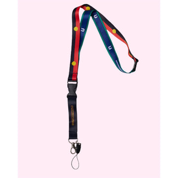 A lanyard printed with the Aboriginal flag on one side and the Torres Strait Island flag on the other.