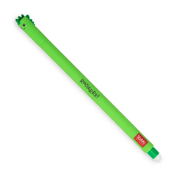 A green pen with a dinosaur face at the top and the text 'Rooarrr!' written down the side.