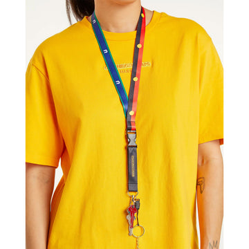 A lanyard printed with the Aboriginal flag on one side and the Torres Strait Island flag on the other.