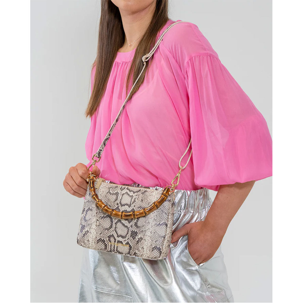 Bridget Blush Belt Bag Handbag Alexis Crossbody Black Snake