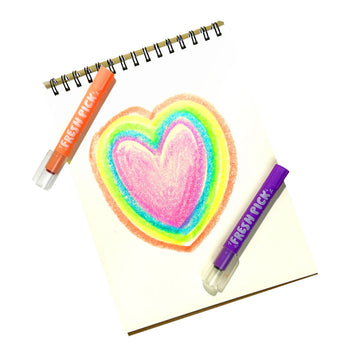 A set of gel style crayons in a box with a cut out front with the heading 'Fresh Pick'.
