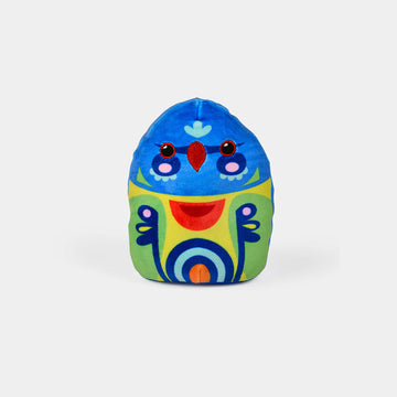 A rainbow lorikeet soft toy in a bean shape.