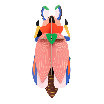 A 3D model of a lady beetle made from colourful cardboard.