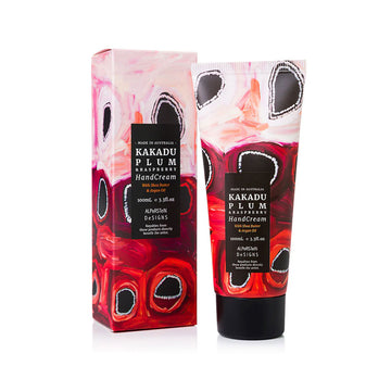 Kakadu Plum hand cream with matching box packaging on a white background.