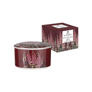 Decorative trinket box and packaging with floral design on a white background.